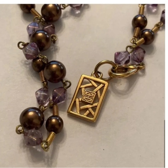 Givenchy Purple Crystal and Faux Pearl Necklace - Picture 3 of 3